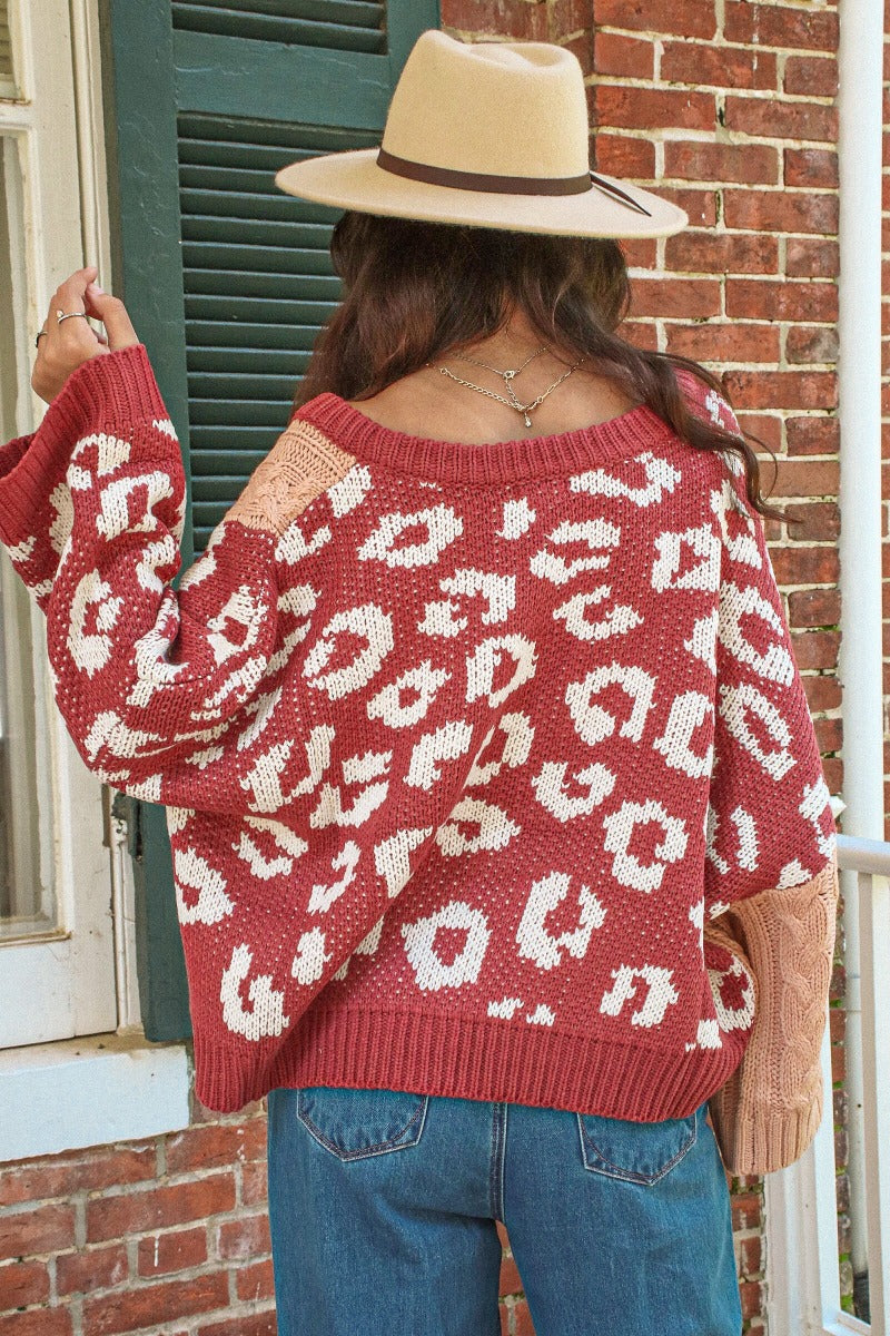 Autumn Oversize Sweater DEEP ROSE /APRICOT